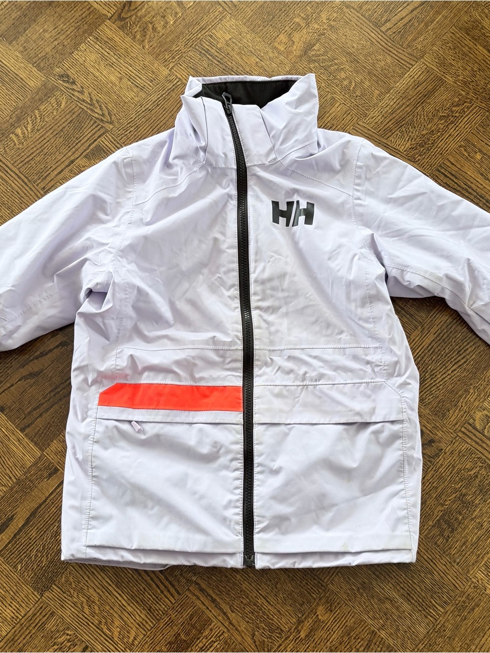 Helly Hansen Kids Light Lavender Ski Jacket with Neon orange Stripe